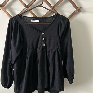 Sonoma Black V-Neck Blouse with Buttons